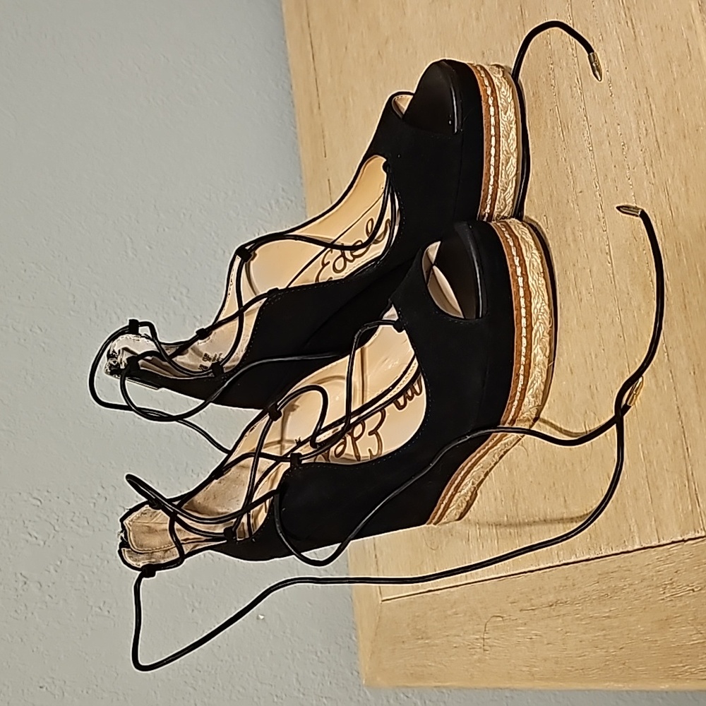 Size 6 Sam Edelman Black Suede Wedges
